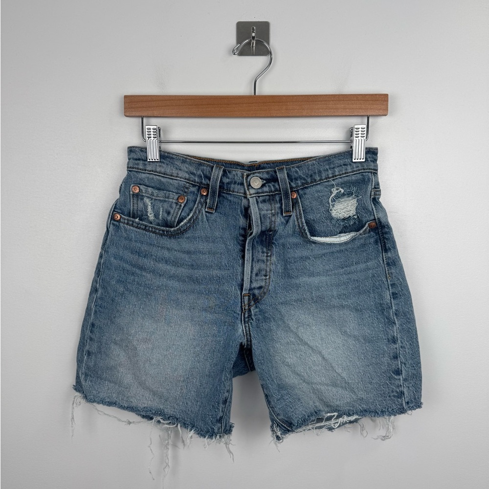 Levi's Distressed Blue Denim Womens Shorts